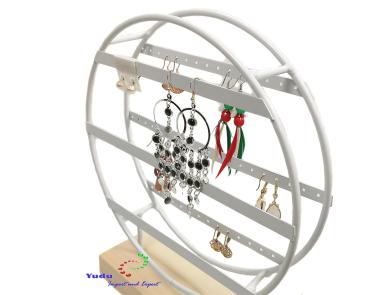 Schmuckständer Ohrring Schmuckhalter „Kreisform“ mit Holzstandfuss